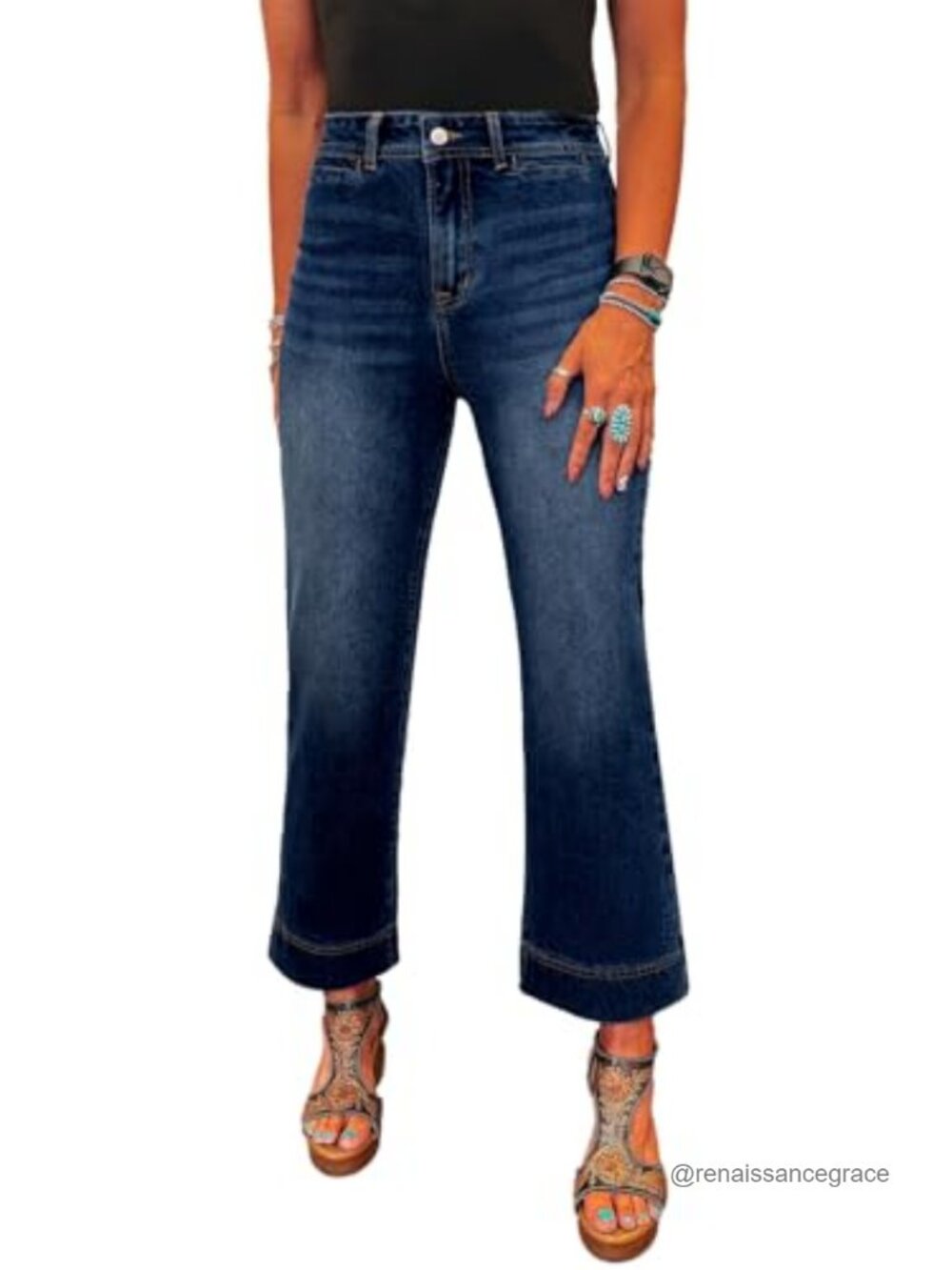 Women's High Waisted Wide Leg Stretch Denim Jeans